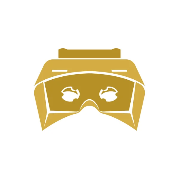 Isoliertes vr-Headset-Logo auf weißem Hintergrund. goldene Farbe Virtual Reality Helm Logo. kopfmontiertes Display-Symbol. futuristisches Spielgerät. Simulation Smartphones Vektor Illustration . — Stockvektor
