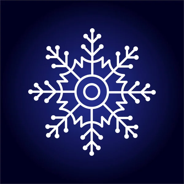 Flocon de neige abstrait isolé de couleur blanche sur fond bleu. Modèle froid d'hiver. élément décor enneigé pour les vacances de Noël . — Image vectorielle