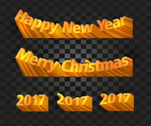 Merry christmas and happy new year 2017 writing on the checkered background. Festive wrapping paper with golden letters. Xmas greeting card backdrop. Vector illustration. — Stock Vector