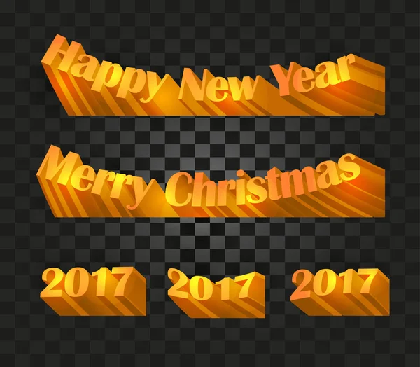 Merry christmas and happy new year 2017 writing on the checkered background. Festive wrapping paper with golden letters. Xmas greeting card backdrop. Vector illustration. — Stock Vector