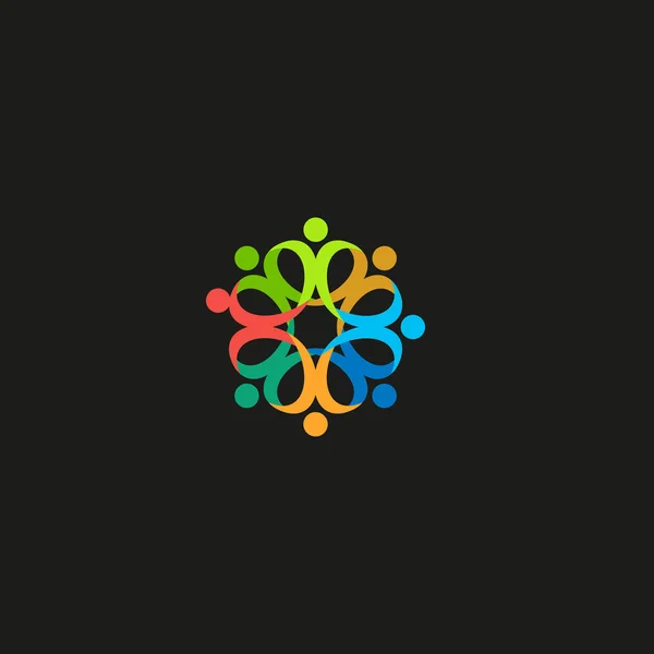 Logotipo aislado colorido del contorno de los pétalos de la flor. Forma redonda decoración abstracta vector ilustración . — Archivo Imágenes Vectoriales