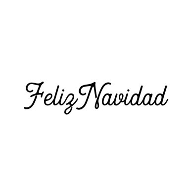 Feliz Navidad kelime illüstrasyon vektör. Noel ve yılbaşı tatil hat ifade yazı beyaz arka plan üzerinde izole. Siyah renk İspanyol tebrik kartı.