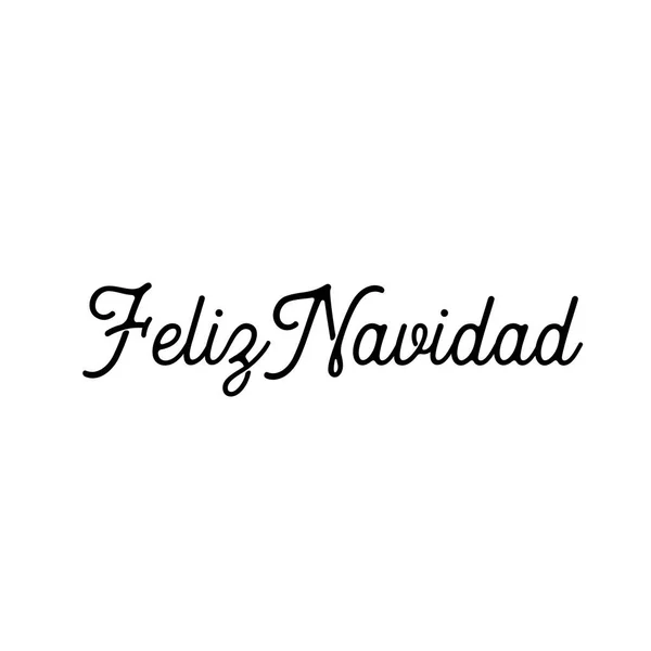 Feliz Navidad palavras ilustração vetorial. Lettering Natal e Ano Novo feriado caligrafia frase isolada no fundo branco. Preto cor cartão de saudação espanhol . —  Vetores de Stock