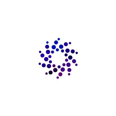 Dijital renkli izole daire logo şablonu. Stilize soyut kar tanesi, çiçek ya da güneş vektör çizim. Polka noktaları işaret yuvarlak.