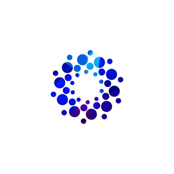 Modelo de logotipo círculo isolado colorido digital. Floco de neve abstrato estilizado, flor ou ilustração do vetor do sol. Bolinhas redondo sinal . — Vetor de Stock