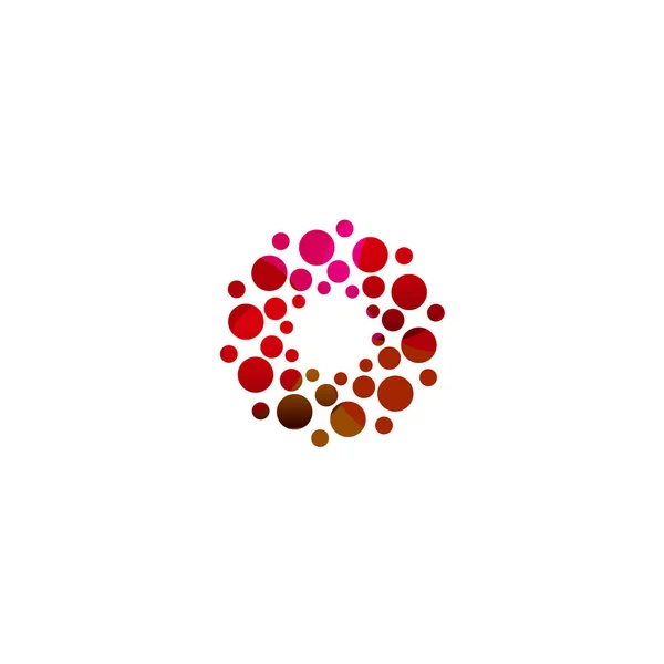 Plantilla de logotipo de círculo aislado colorido digital. Ilustración abstracta estilizada de copos de nieve, flores o vectores solares. Signo redondo de lunares . — Vector de stock
