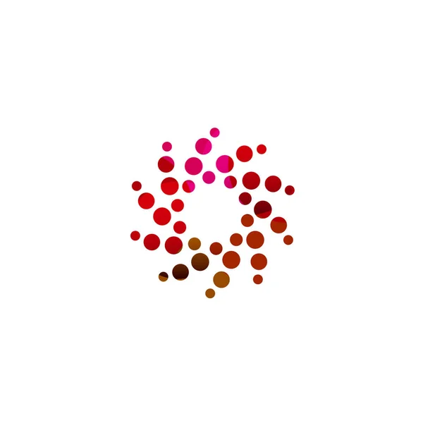 Plantilla de logotipo de círculo aislado colorido digital. Ilustración abstracta estilizada de copos de nieve, flores o vectores solares. Signo redondo de lunares . — Vector de stock