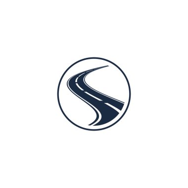 Şekil logo beyaz arka plan vektör çizim yolda ile yuvarlak daire logo öğesinde izole soyut Otoban