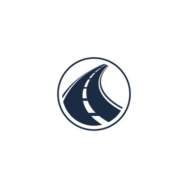 Şekil logo beyaz arka plan vektör çizim yolda ile yuvarlak daire logo öğesinde izole soyut Otoban