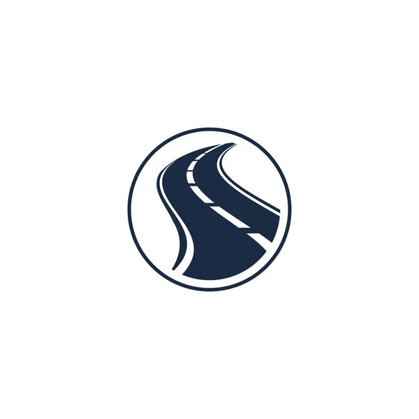 Isolierte abstrakte Autobahn-Element in Kreis-Logo, runde Form Logo mit Straße auf weißem Hintergrund Vektor Illustration — Stockvektor
