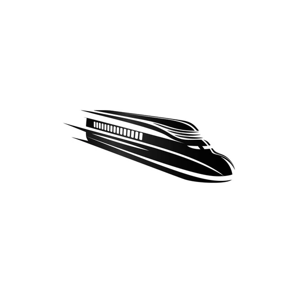 孤立したモノクロ モダンなスタイルの彫刻列車ロゴは白い背景のベクトル図の設定 — ストックベクタ