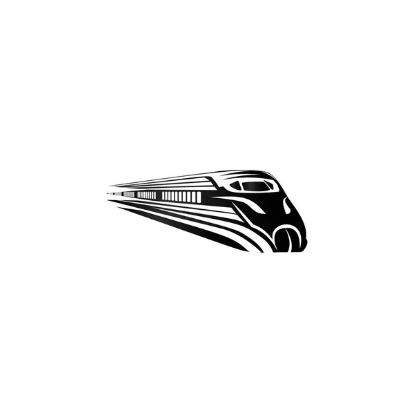 Ізольовані монохромні сучасні гравірувальні логотипи поїздів, встановлені на білому фоні Векторні ілюстрації — стоковий вектор