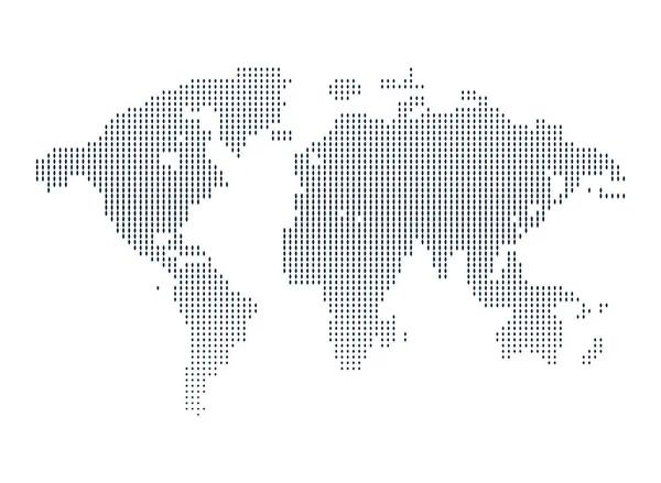 Mapa del mundo de color blanco y negro aislado de fondo de puntos, ilustración de vectores de tierra — Vector de stock