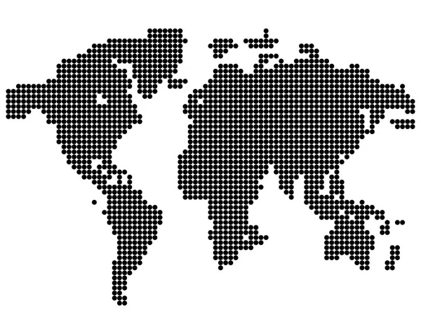 Mapa del mundo de color negro aislado de puntos sobre fondo blanco, ilustración de vectores de tierra — Vector de stock