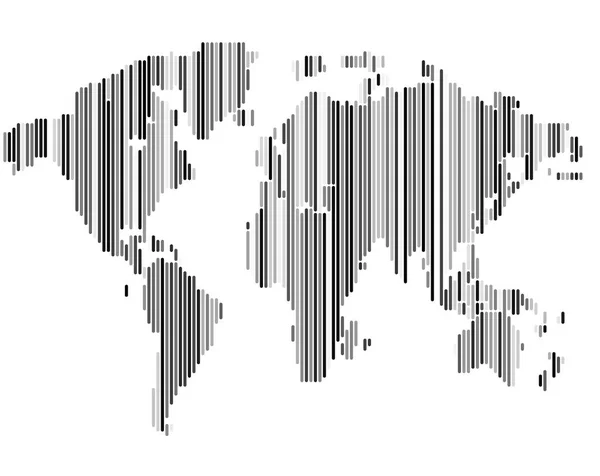 Geïsoleerde gestreept zwart-witte kleur wereldkaart achtergrond, aarde vectorillustratie — Stockvector