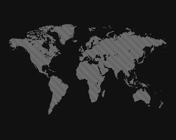 孤立的黑色世界地图的行背景下，地球矢量图 — 图库矢量图片