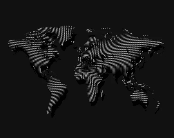Geïsoleerde zwarte kleur wereldkaart van lijnen achtergrond, aarde vectorillustratie — Stockvector