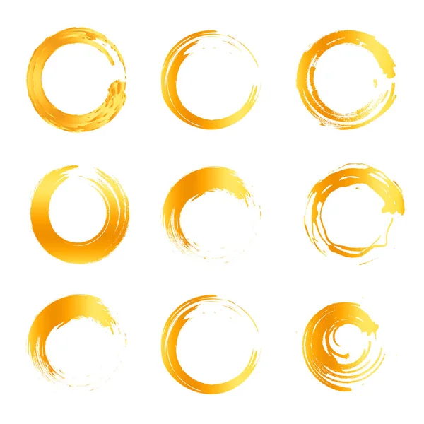 Colección de logotipo de color naranja forma redonda abstracta aislada, conjunto de logotipos de sol, ilustración vectorial círculos geométricos — Archivo Imágenes Vectoriales