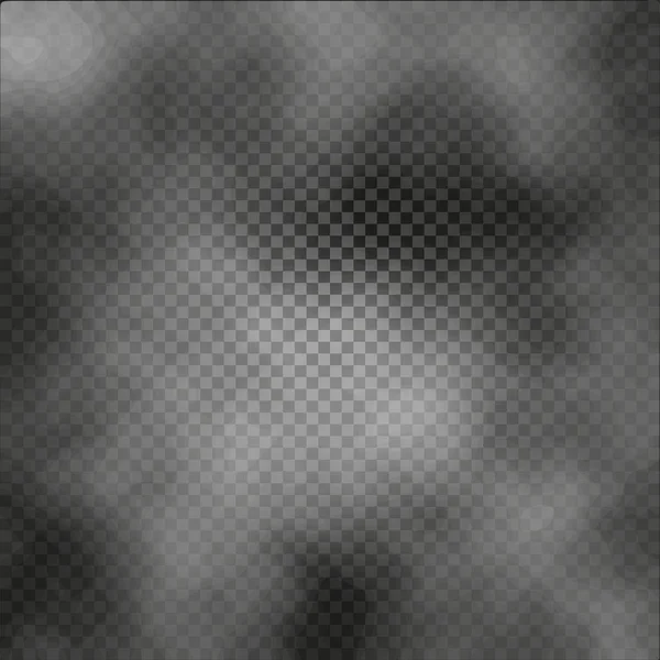 Niebla o humo aislado efecto especial transparente sobre fondo oscuro a cuadros fondo brumoso vector ilustración — Vector de stock