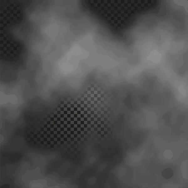 Mgły i dymu na białym tle przezroczyste efektów specjalnych na ciemnym tle kratkę mglisty tło wektor ilustracja — Wektor stockowy