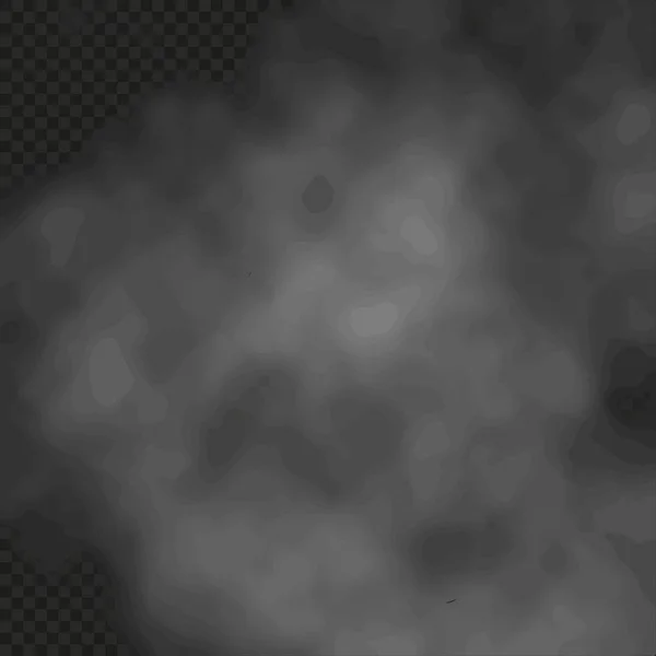Niebla o humo aislado efecto especial transparente sobre fondo oscuro a cuadros fondo brumoso vector ilustración — Archivo Imágenes Vectoriales