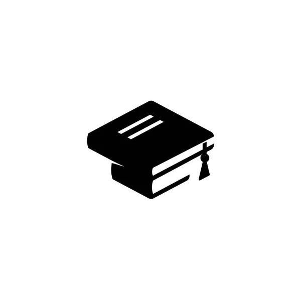 Logo isolé de livres de couleur noir et blanc sur fond blanc, icône de chapeau de célibataire, logotype uniforme de graduation des étudiants, illustration vectorielle d'élément d'éducation — Image vectorielle