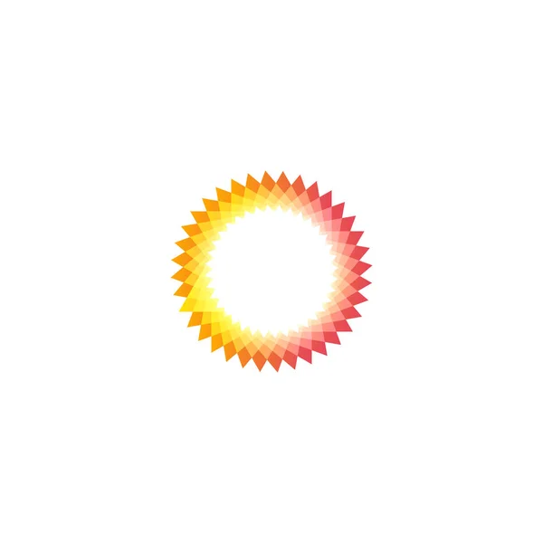 Logo de sol de color rosa y amarillo aislado, logotipo abstracto de forma redonda en la ilustración del vector de fondo blanco — Vector de stock