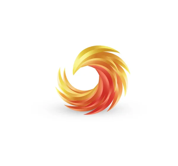 Phönix Vogel und Feuervektor buntes Symbol. abstraktes Logo-Design in hellen Farbverläufen — Stockvektor
