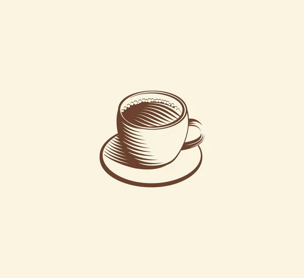 Isolerade abstrakt brun färg kaffe kopp logotyp, morgon drink logotype, café symbol vektorillustration — Stock vektor