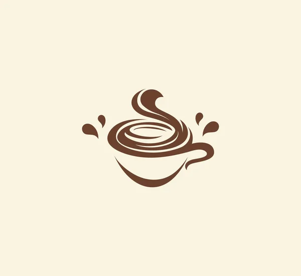 Isolerade abstrakt brun färg kaffe kopp logotyp, morgon drink logotype, café symbol vektorillustration — Stock vektor