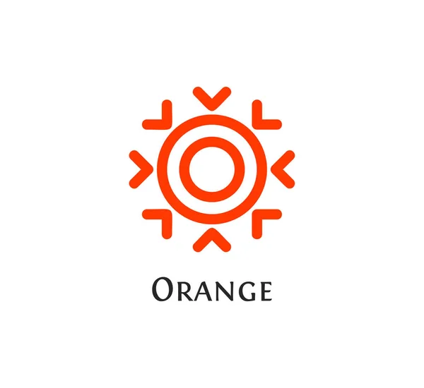 Forma redonda abstrata isolada logotipo da cor laranja, logotipo do sol, ilustração do vetor do floco de neve —  Vetores de Stock