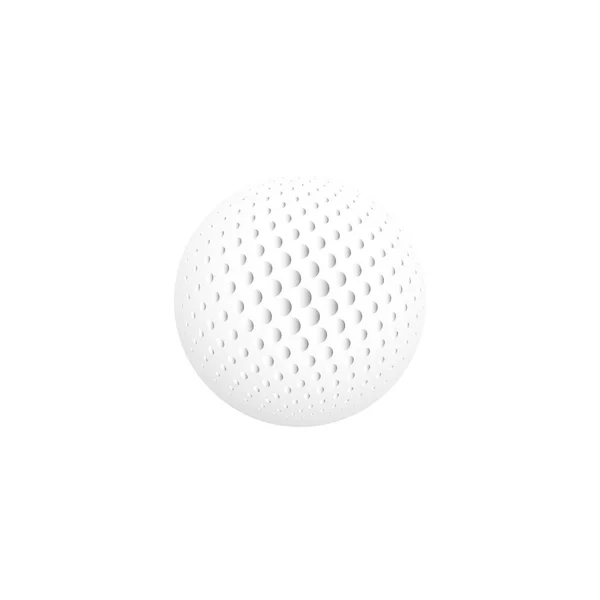 Logo isolé abstrait de forme ronde de couleur blanche, logotype de sphère, balle de golf réaliste sur fond blanc — Image vectorielle