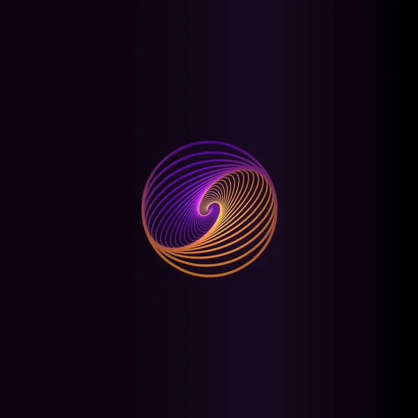 Izolované abstraktní barevné kulaté logo tvar, prostor prvek, spirála logotyp, planeta ikonu na černém pozadí vektorové ilustrace — Stockový vektor