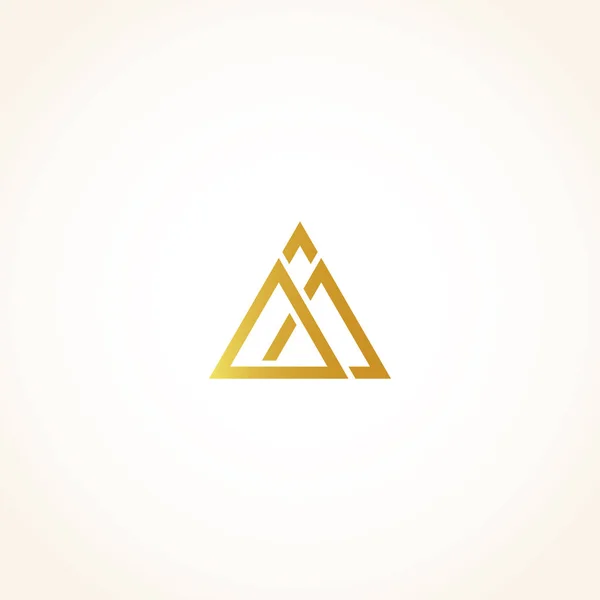 İzole soyut altın renkli üçgenler kontur logo siyah arka plan, geometrik üçgen şekil logo, altın lüks dekorasyon vektör çizim — Stok Vektör