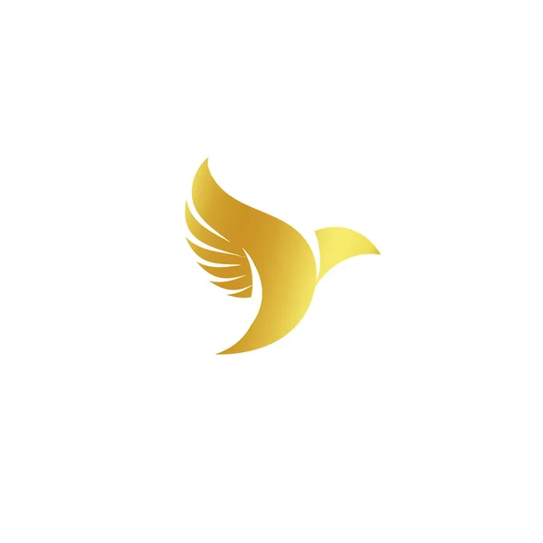 Isoliert abstrakt gold Farbe Vögel Silhouetten Logo auf weißem Hintergrund, Flügel und Federn Elemente Logotyp gesetzt Vektor Illustration — Stockvektor