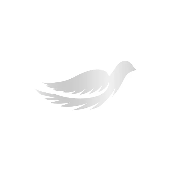 Isolerade abstrakt silver färg fåglar siluetter logotyp på vit bakgrund, vingar och fjädrar element logotype som vektorillustration — Stock vektor