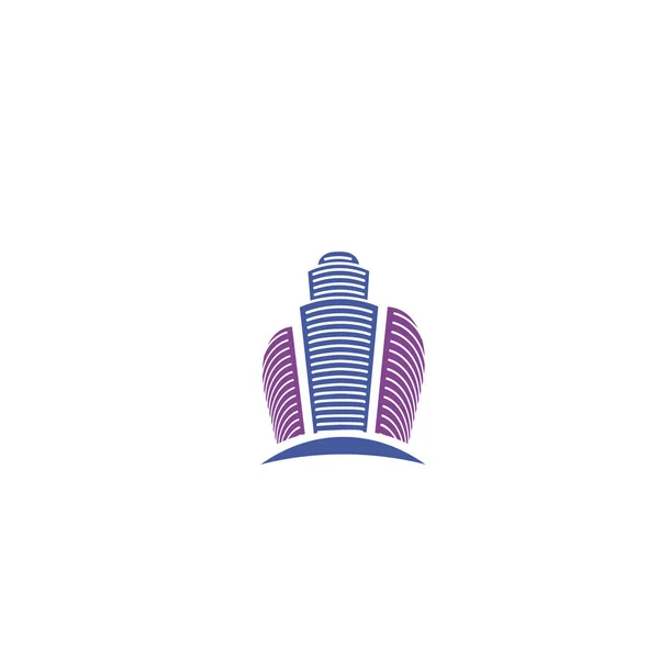 İzole mor renk city gökdelen logo, kentsel gayrimenkul, mimari öğesi logo üzerinde beyaz arka plan vektör çizim — Stok Vektör
