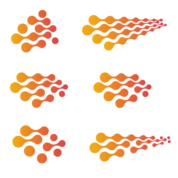 Conjunto de logotipo de degradado de color naranja y rosa abstracto aislado de puntos conectados, colección de logotipos punteados en la ilustración del vector de fondo blanco — Vector de stock