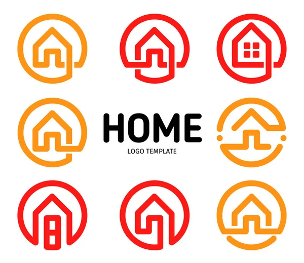 Home-Logos skizzieren Stilvektorsammlung. Ikonen der Immobilienbranche gesetzt. Haus isoliert Ikone. Wohnung kreativer einfacher Schriftzug. — Stockvektor