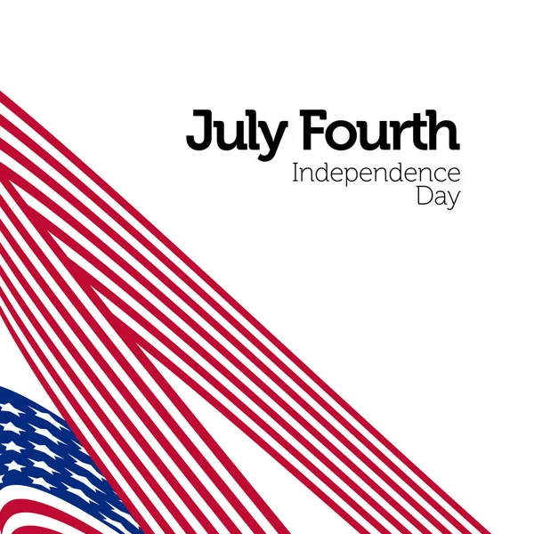 Feliz Dia da Independência. Azul e vermelho cor encaracolado torcido Bandeira dos EUA conjunto. Julho Quatro Estados Unidos feriado federal 3d vetor ilustração —  Vetores de Stock