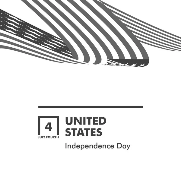 Feliz Día de la Independencia. Monocromo rizado retorcido bandera de Estados Unidos conjunto. Julio Cuatro Estados Unidos vacaciones federales 3d vector ilustración — Vector de stock