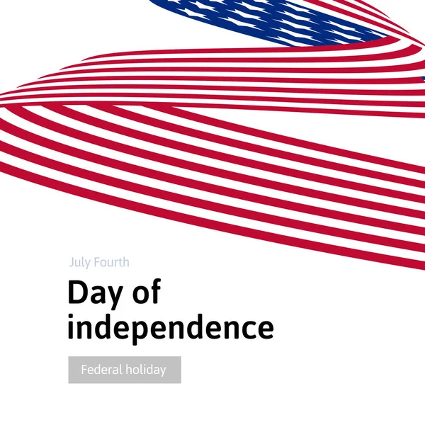 Feliz Dia da Independência. Azul e vermelho cor encaracolado torcido Bandeira dos EUA conjunto. Julho Quatro Estados Unidos feriado federal 3d vetor ilustração — Vetor de Stock