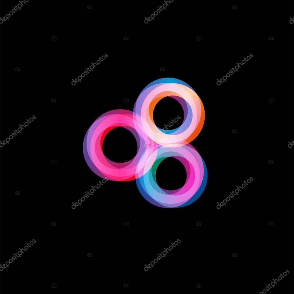 Colorful transparent bright circle abstract logo design. Entertaining spinner gaming device, simple mechanism for fan, soothing. future vector illustration eps10.