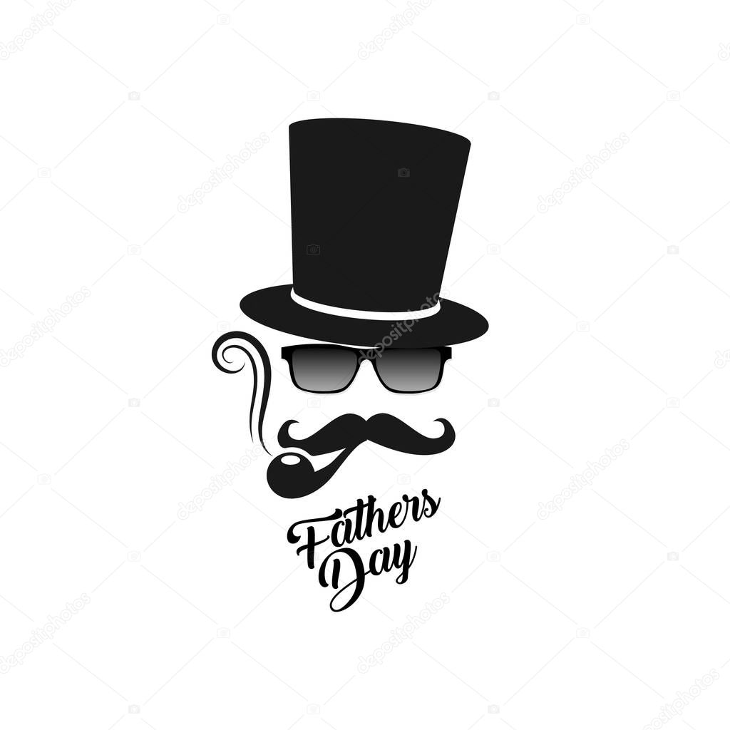 Fathers day. Gentlemans man mask logo vector illustration. Smoking pape retro design template.