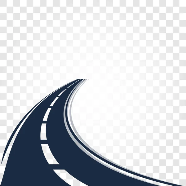 Route ou autoroute isolée de couleur noire avec des marques de division sur fond blanc illustration vectorielle . — Image vectorielle