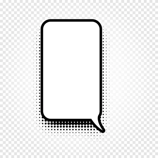 Isolated abstract black and white color comic speech balloon icon on checkered background, dialogue box sign, dialog frame vector illustration — Stock Vector