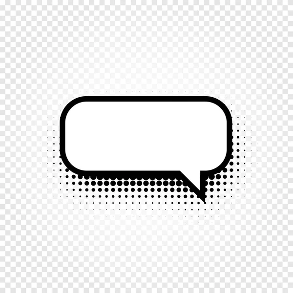 Ícone de balão de discurso cômico em preto e branco abstrato isolado em fundo quadriculado, sinal de caixa de diálogo, ilustração de vetor de quadro de diálogo — Vetor de Stock