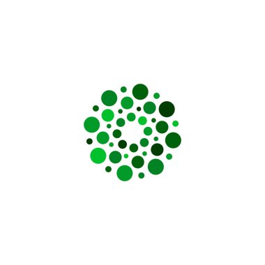 İzole yeşil renk yuvarlak şekli logosu beyaz arka planda, basit düz noktalı logo vektör çizim