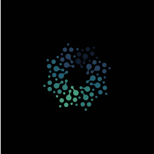 Ізольований логотип синього кольору, пунктирний логотип, елемент води Векторні ілюстрації на чорному тлі — стоковий вектор