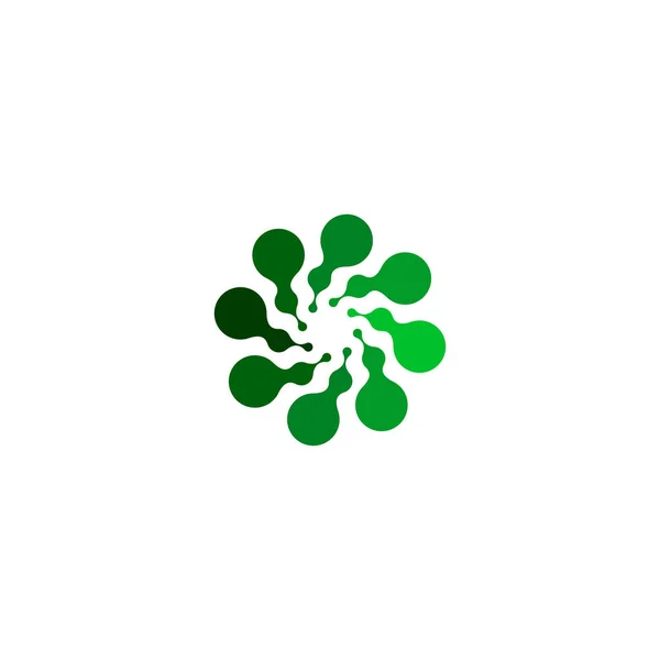 Isolado abstrato cor verde forma redonda logotipo no fundo branco, simples plana pontilhada redemoinho logotipo vetor ilustração —  Vetores de Stock